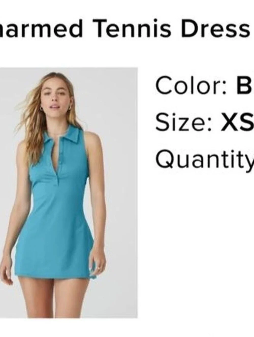 Alo Charmed Tennis Dress in Blue Splash XS